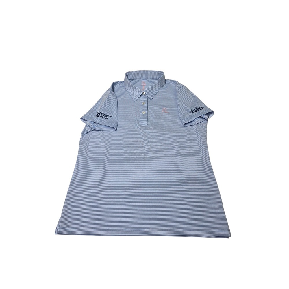 Rhoback Womens Large Blue White‎ Striped Performance Golf Polo Shirt